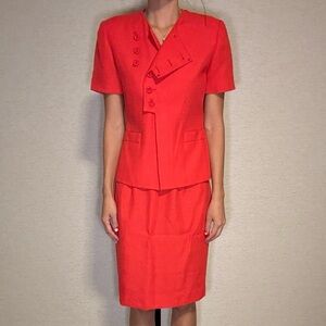 Red/Deep Pink 80s vintage suit with matching skirt suit